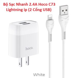 Bộ Sạc Nhanh 2.4A Hoco C73 Lightning ip (2 Cổng USB). VN