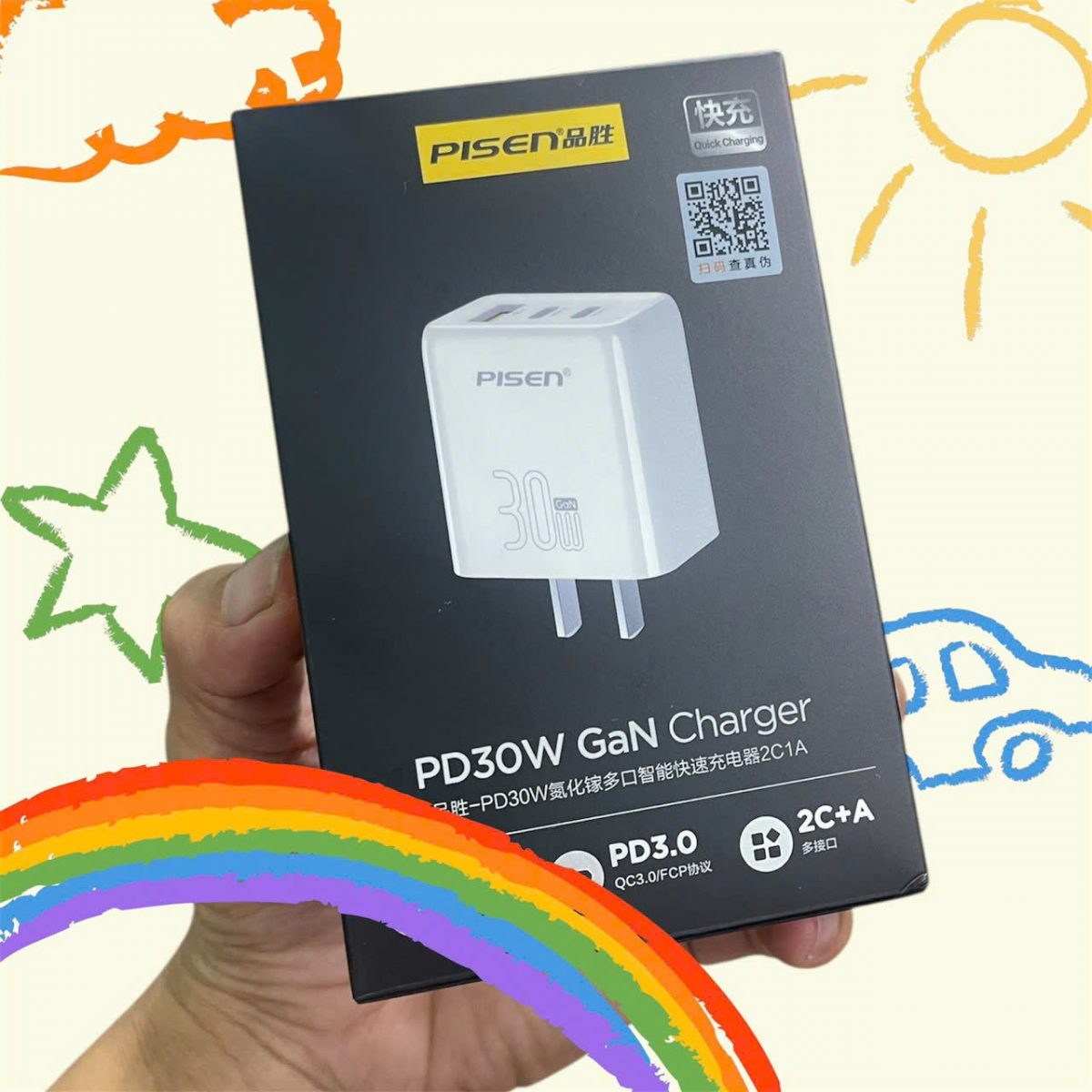 CỐC SẠC PISEN 30W C195 3 CÔNG SẠC 2 USB C+1 USB A - Ảnh 2