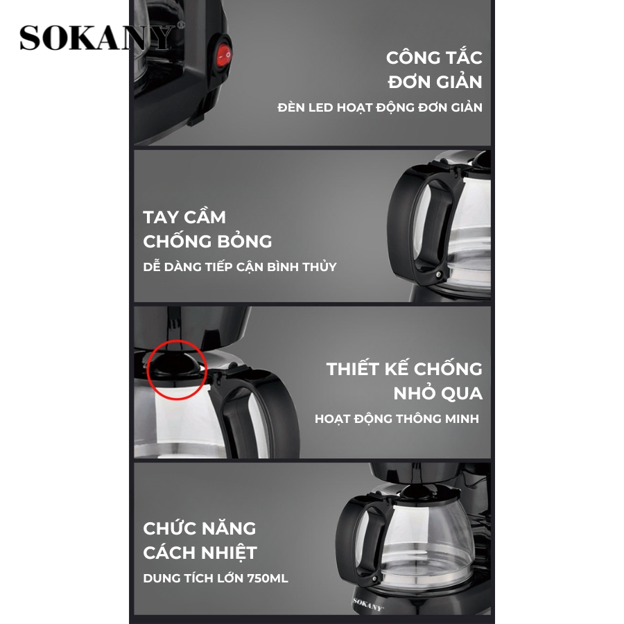 Máy Pha Cà Phê Nhỏ Giọt Tự Động SOKANY SKN-14106