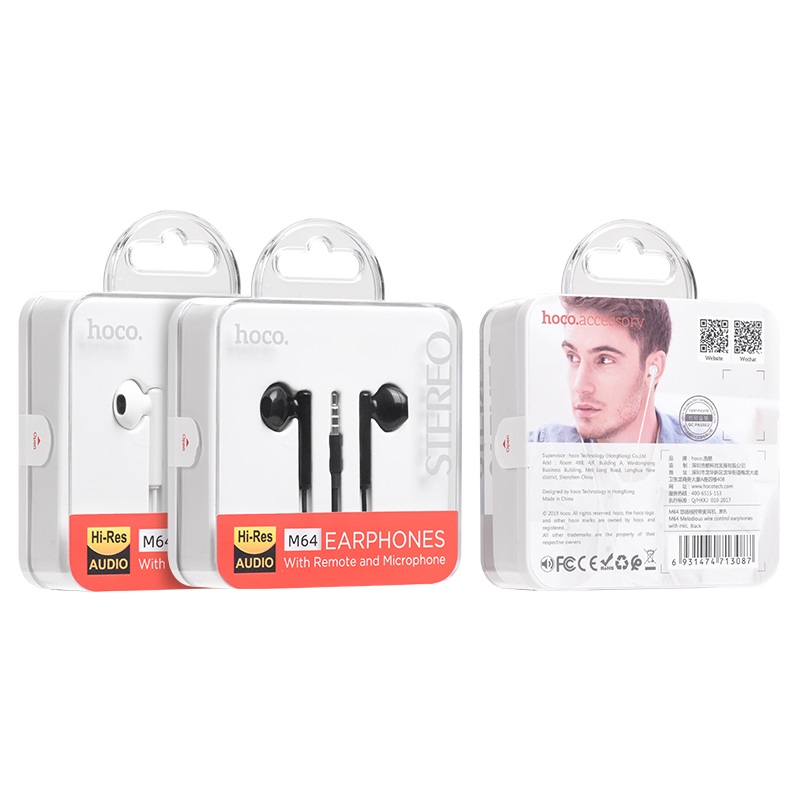 ⚡Mới⚡TAI NGHE ÂM THANH HAY HOCO M64 NHÉT TAI DÂY CÓ Mic Thoại JACK 3.5mm cho Điện Thoại IP Android, bảo hành 12 Tháng | Shopee Việt Nam