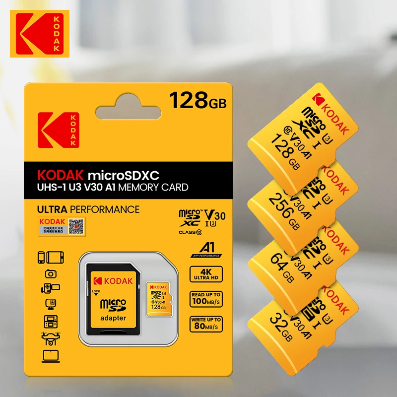 Carte Sd Kodak Carte Mémoire Micro SD 64 GB 100 MB/s Class10 U3 Fiche Technique Et Prix Au Maroc Sd Card
