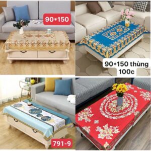 Khăn Trải bàn (Chữ Nhật) hoạ tiết 3D sang trọng (150cm x 90cm)