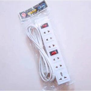Ổ cắm điện Hato trắng dây 3M (2 cổng tắc 6 ổ cắm)/ (1 cổng tắc 4 ổ cắm)/ (1 cổng tắc 3 ổ cắm) - (2 cổng tắc 6 ổ cắm)