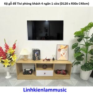 Kệt gỗ để Tivi phòng khách 4 ngăn 1 cửa (D120 x R30x C40cm). G.itx2