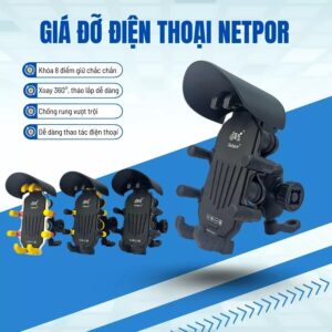 Kẹp Điện Thoại Chân Gương Xe Máy NETPOR Có Mũ. DPMK