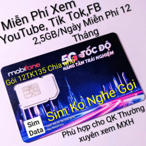 Sim 4G Mobile 12TK135 (2.5gb/Ngày) X 12 Tháng
