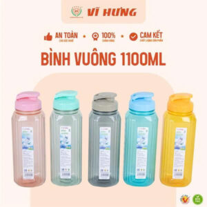 Bình nước nhựa vuông Vĩ Hưng 3044. 1100ml