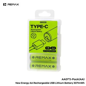 Hộp 2 Pin sạc Lithium Remax AA (2A) 3071mWh cổng Type-c. VN