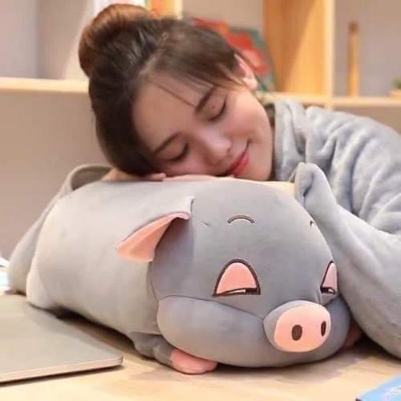 Bộ chăn gối 2 trong 1 hình chú heo | Shopee Việt Nam