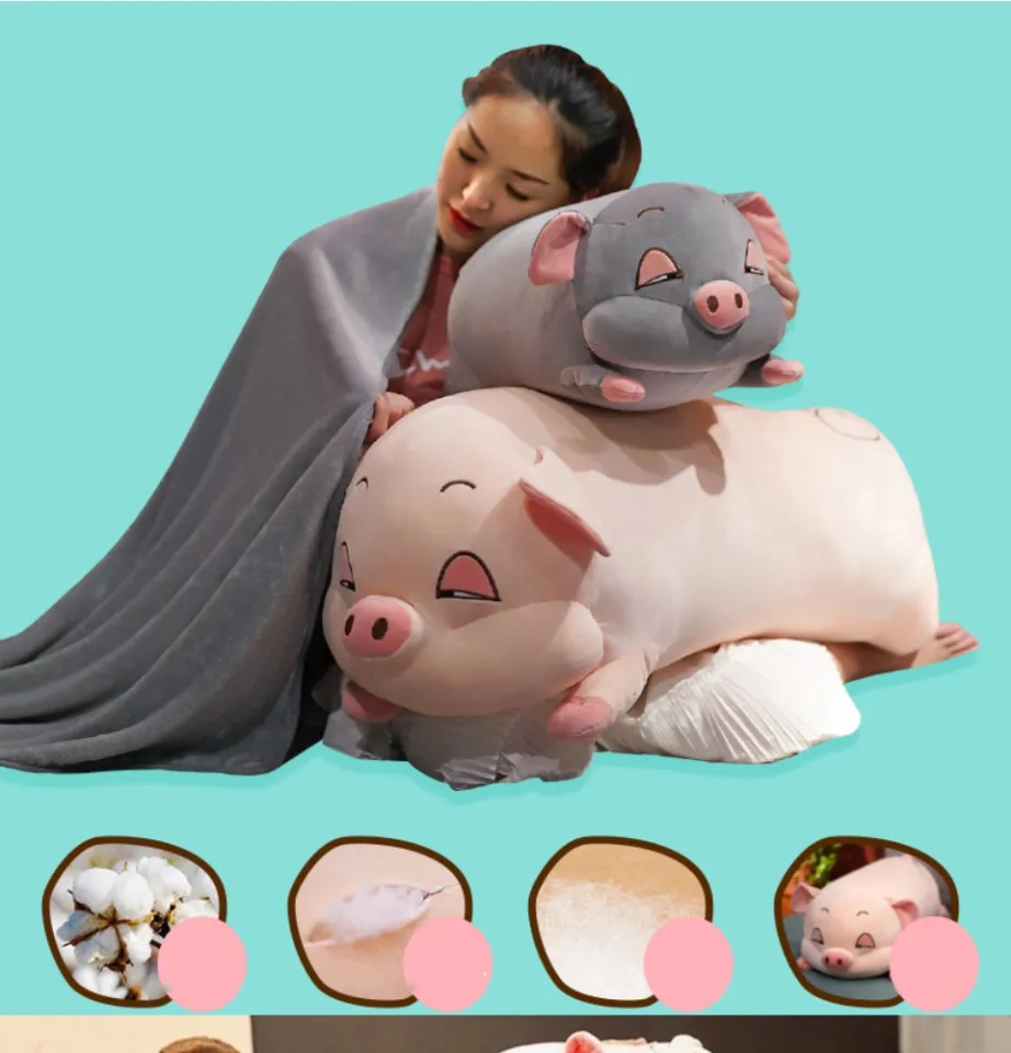 Set Bộ Chăn Gối Hình Chú Heo Dễ Thương Cao Cấp, Bộ Chăn Gối Văn Phòng