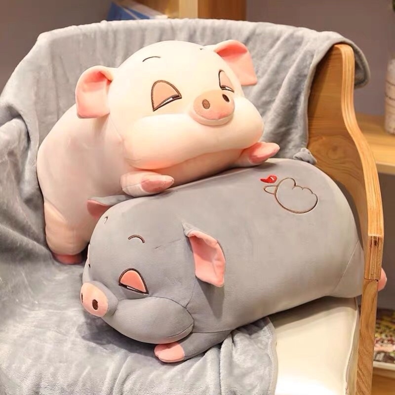 Gấu bông,Gối ôm hình thú con heo béo mắt hí cute thú nhồi bông con lợn ngủ béo ú kích thước 40cm,45cm,80cm,1m,1m2 | Shopee Việt Nam