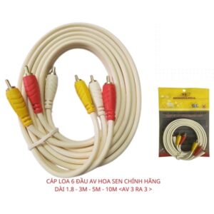 Cáp AV 6 đầu bông sen HJD 1.8M Trắng