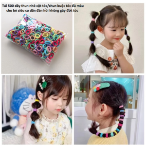 Túi Khoảng 500 dây thun/chun buộc/ cột tóc đủ màu đủ màu siêu co giãn