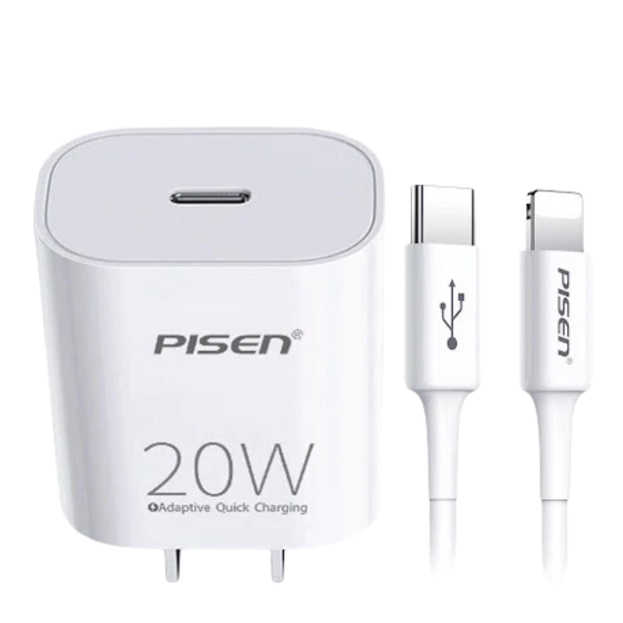 Củ sạc nhanh Lightning Pisen 20W (Cáp C to Lightning) - Likenew 99%