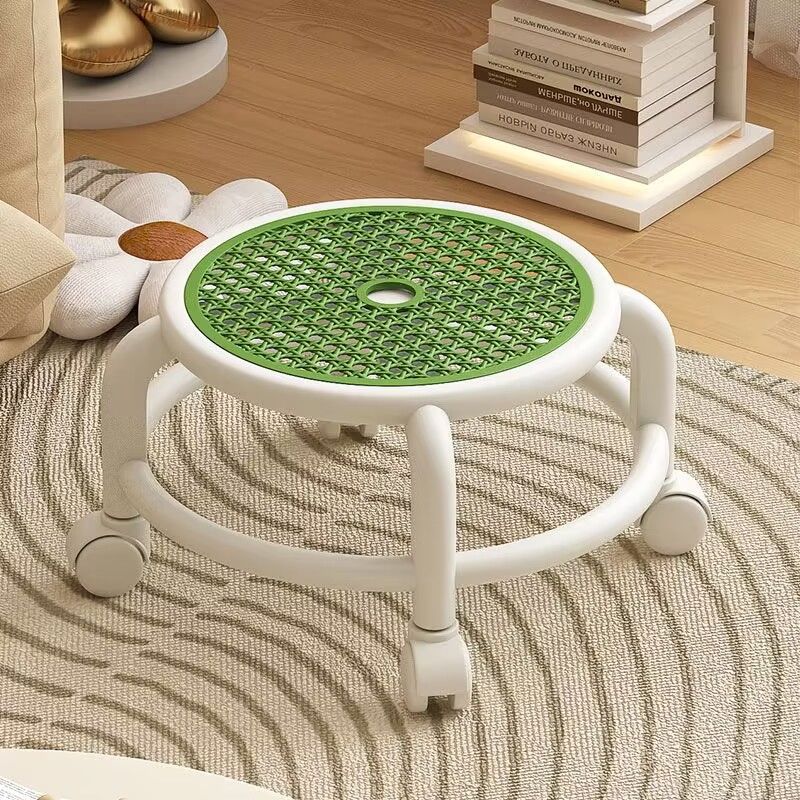 Ghế Đẩu Tròn Cán Thấp Có Bánh Xe