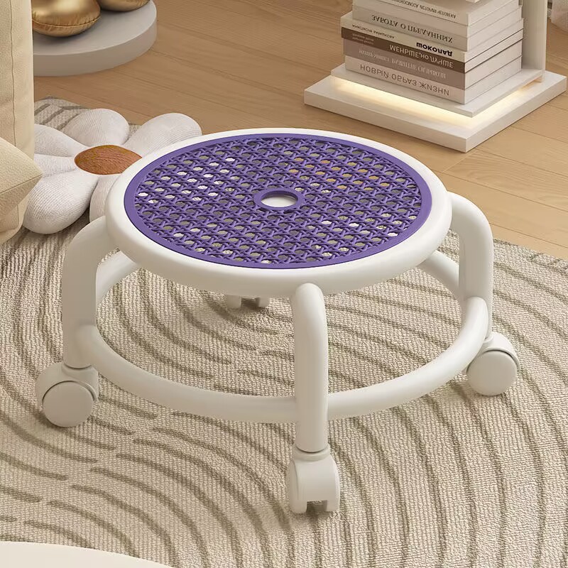 Ghế Đẩu Tròn Cán Thấp Có Bánh Xe