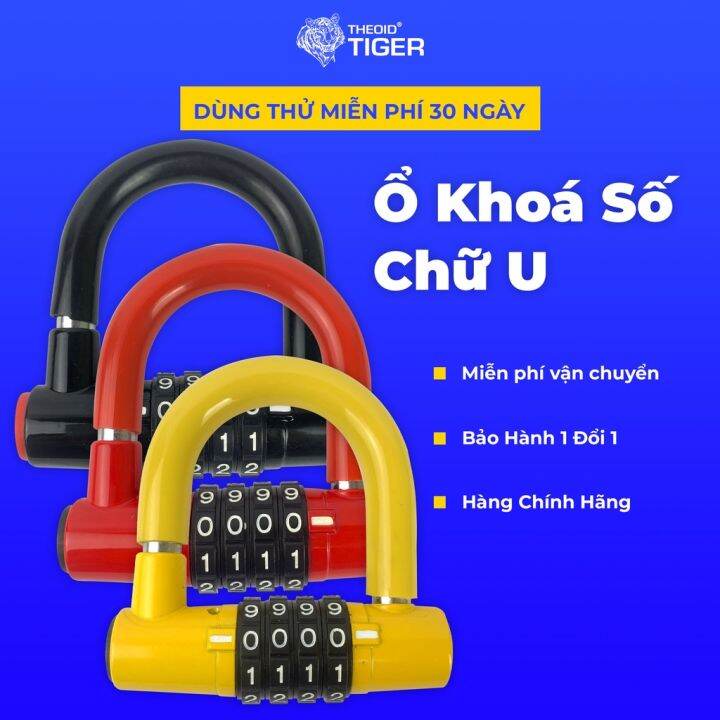 Ổ Khoá Số chữ U Theoid Tiger chống trộm sử dụng mật khẩu 4 số - Bảo hành 12 tháng 1 đổi 1 | Lazada.vn