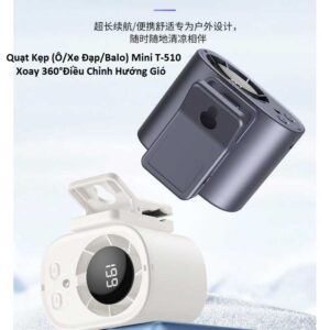 Quạt Kẹp (Ô/Xe Đạp/Balo) Mini T-510 Xoay 360° Điều Chỉnh Hướng Gió