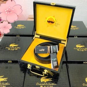 Dây nịt/ Thắt lưng nam da bò cao cấp mặt cá sấu Hộp Xịn