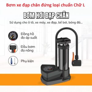 Bơm xe (đạp/ máy/ bóng/ phao) chân đứng loại chuẩn Chữ L