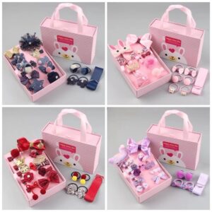 Hộp kẹp tóc 18 chi tiết nhiều phụ kiện phong cách Hàn Quốc cho bé