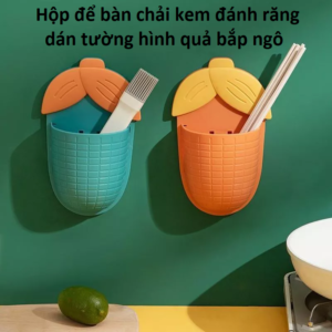 Hộp để bàn chải kem đánh răng dán tường hình quả bắp ngô