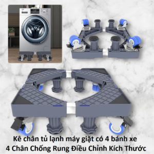 Kê chân tủ lạnh máy giặt có 4 bánh xe+4 Chân Chống Rung Điều Chỉnh Kích Thước
