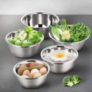 Bộ 5 Thau/Chậu Rổ Inox Rửa Đựng Đa Năng