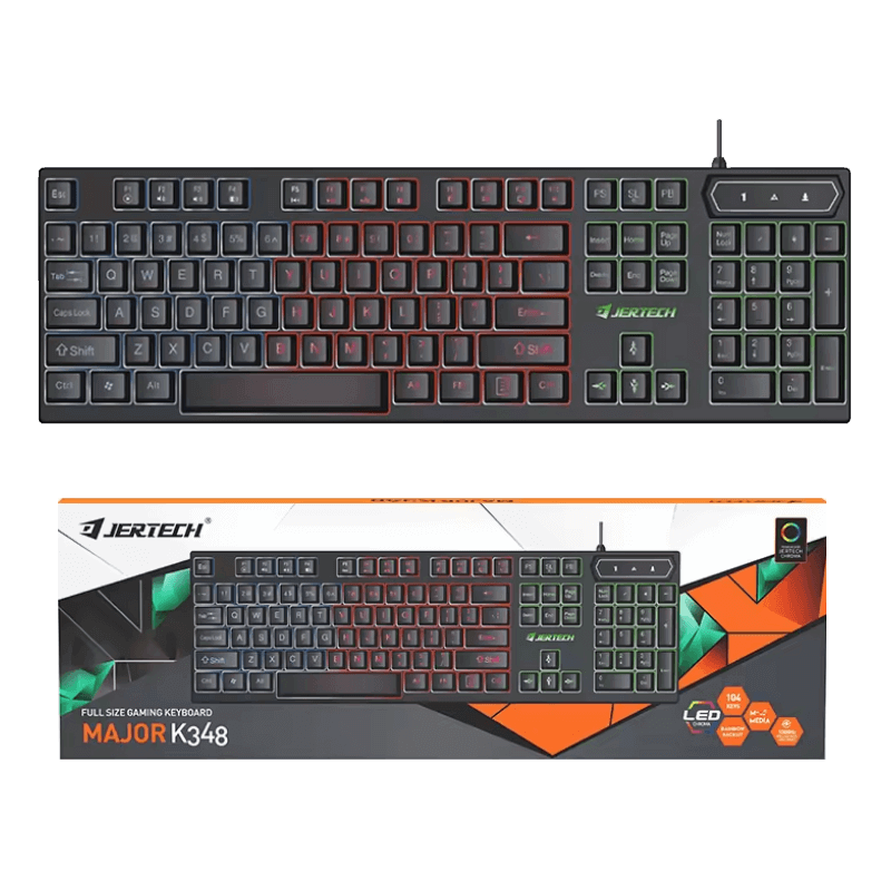 Jertech Keyboard K348 EN/AR Wired Gaming RGB