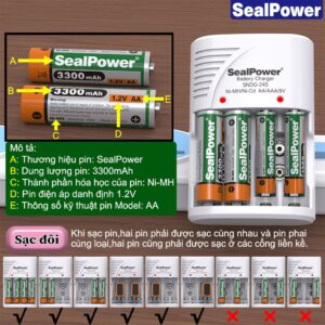 Bộ Sạc Pin Tiểu SealPower SNDG-245