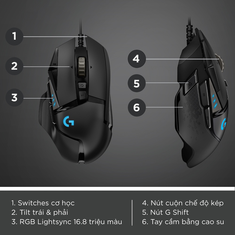 Chuột gaming có dây Logitech G502 Hero - Cảm biến Hero 25k, RGB, 11 nút lập trình | Shopee Việt Nam