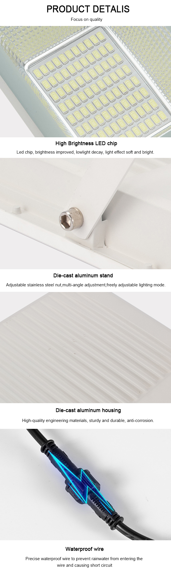 Đèn pha năng lượng mặt trời bằng nhôm đúc 50W 100W 200W 300W (6)