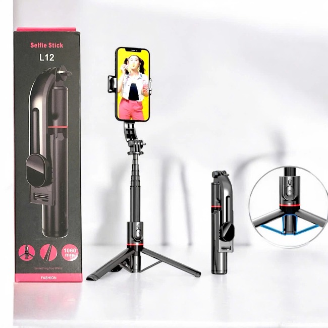 Gậy chụp hình Tripod Selfie Stick L12 BLT 1060mm màu đen