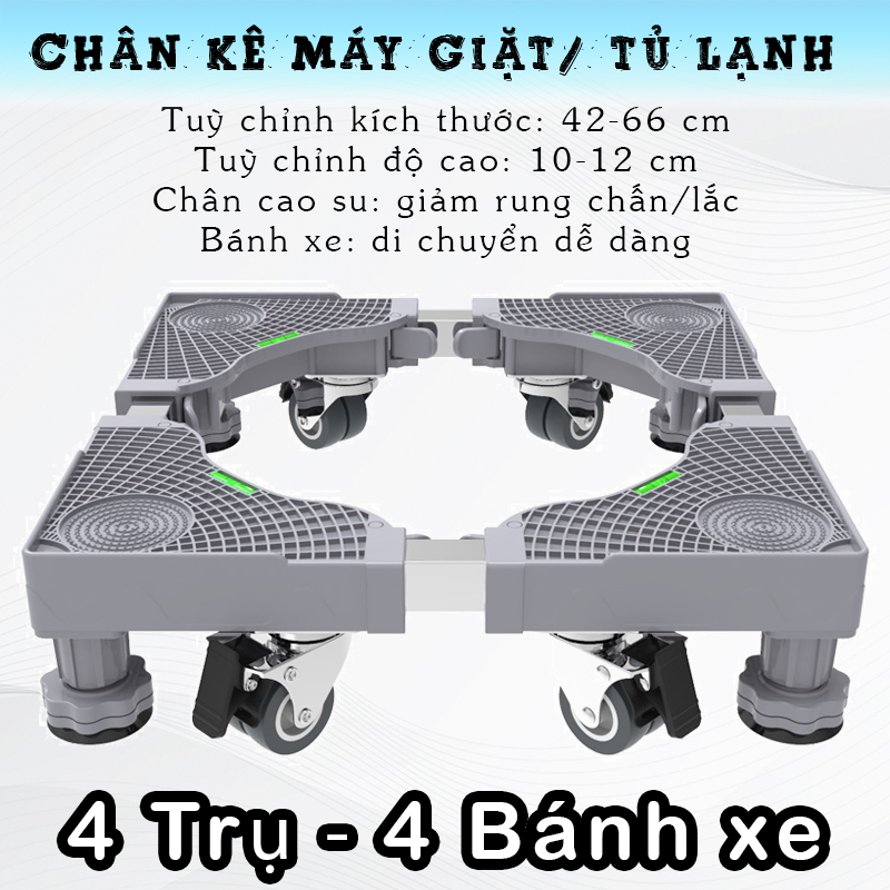Chân máy giặt, tủ lạnh/ Kệ Máy Giặt ––Có Bánh Xe/ giảm rung giảm chấn/ Điều  chỉnh kích thước