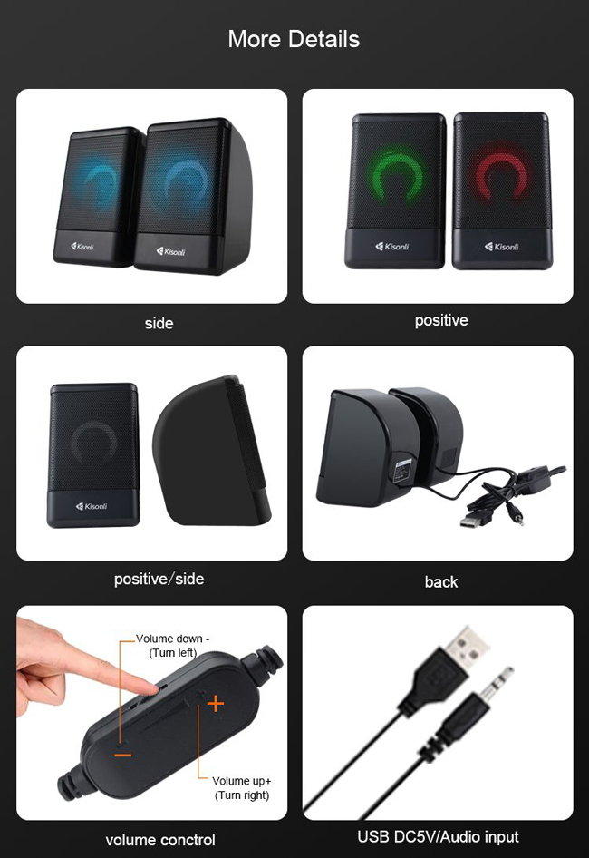 Loa vi tính 2.0 Kisonli L-8080 led RGB chuyên nhạc và game (Đen) Nhất Tín  Computer