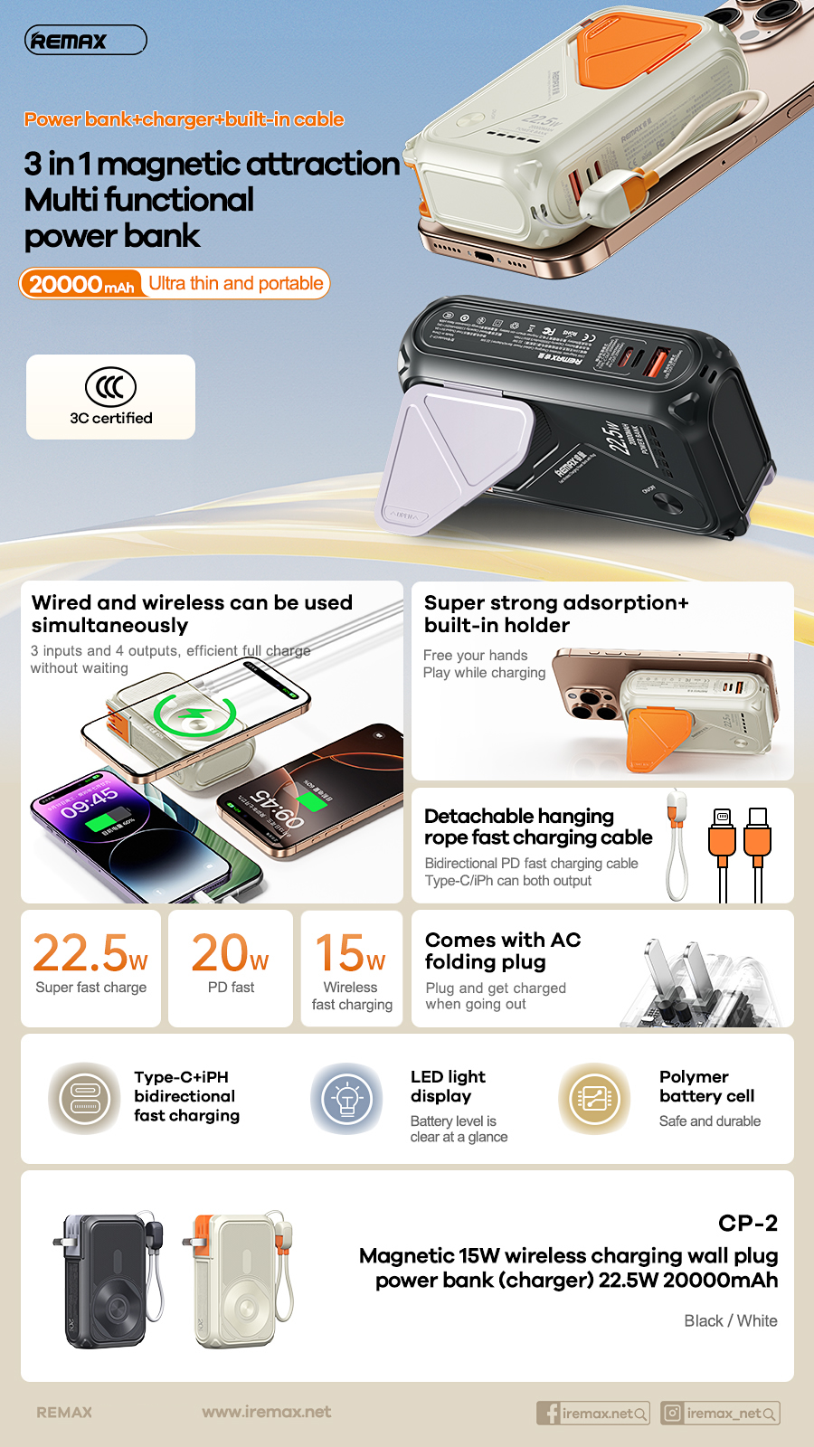 Pin Dự Phòng Sạc Nhanh 22.5W Không Dây Remax CP-2 20.000mah - LINH KIỆN ...