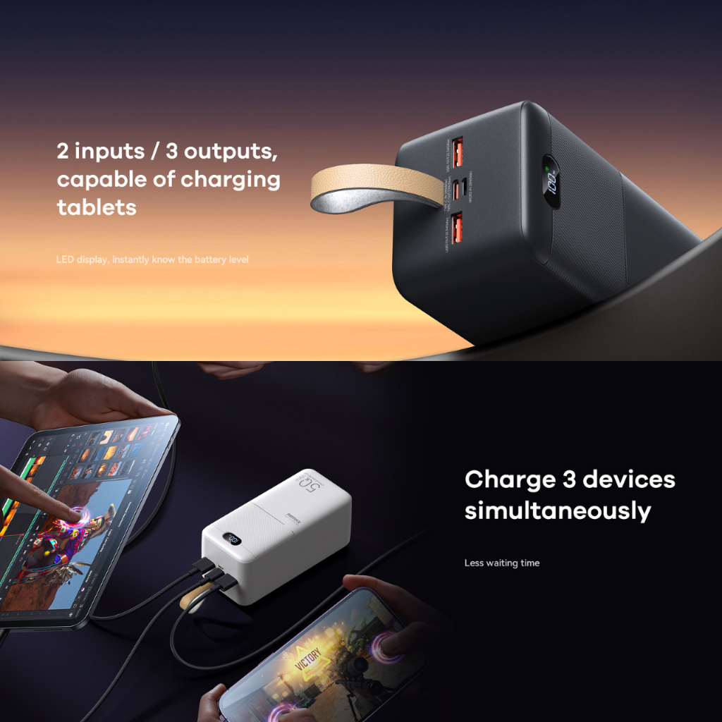 REMAX RPP-117 50000mAh Large Capacity Powerbank 3 Outputs 2 Inputs PD 27W + QC 22.5W Fast Charging Camping Power Bank | Shopee Malaysia