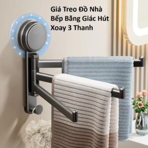 Giá Treo Đồ Nhà Bếp Bằng Giác Hút Xoay 3 Thanh
