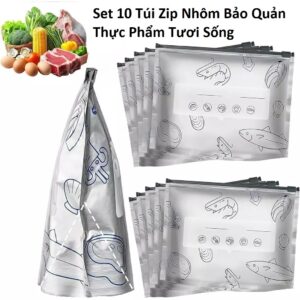 Set 10 Túi Zip Nhôm Bảo Quản Thực Phẩm Tươi Sống