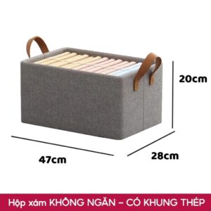 Hộp đựng quần áo (xám/nâu) khung thép 42x28x25cm