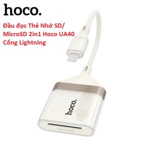 Đầu đọc Thẻ Nhớ SD/ MicroSD 2in1 Hoco UA40 Cổng Lightning. VN