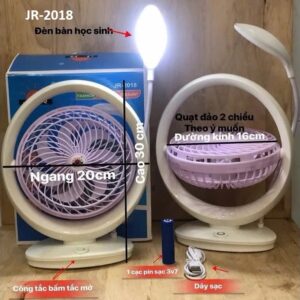 Quạt Sạc 1 Pin Để Bàn, Có Đèn Led 2in1 JR-2018