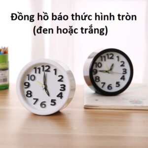 Đồng hồ báo thức hình tròn (đen, trắng)