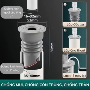 Nút Bịt Silicon Ngăn Mùi Thoát Nước 70-75mm/ 60-65mm/ 40-50mm/ 35-40mm...HDDT - Loại 35-40mm