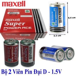 Bộ 2 Viên Pin Đại R20P Maxell Super Power 1.5V (Xanh/Đỏ)