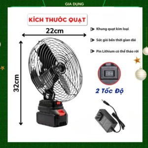 Quạt Tích điện Dùng Pin Rời 10 Cell Noname (Không Xoay)