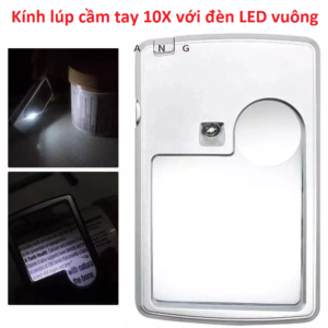 Kính lúp cầm tay 10X với đèn LED vuông. (Cô.ng)
