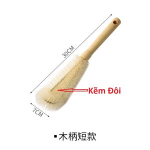 Cọ Vệ Sinh (Ly/ Bình Nước) Cán Gỗ (Nhỏ/ Lớn) Kẽm (Đơn/ Đôi) 5x30cm/ 7x30cm/ 7x40cm/ 7x50cm...HDDT - Cán Gỗ Lớn Đôi 7x30cm