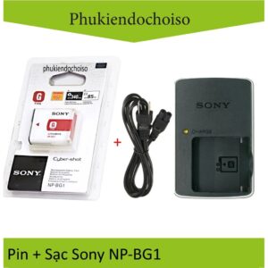 Bộ pin sạc thay thế 1 Pin 1 Sạc máy ảnh Sony NP-BG1+Nguồn số 8///1