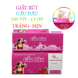 Khăn Giấy Khô Gấu Dâu (Gói 500 Tờ X 4 Lớp)-HDDT và Khăn Giấy Soft gói 300 tờ 18*12cm - Giấy Khô Gấu Dâu